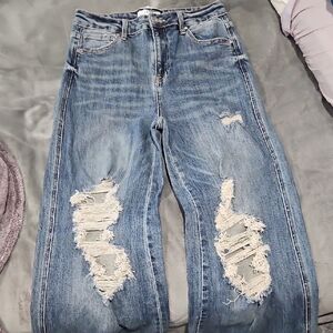 Distressed Blue Jeans